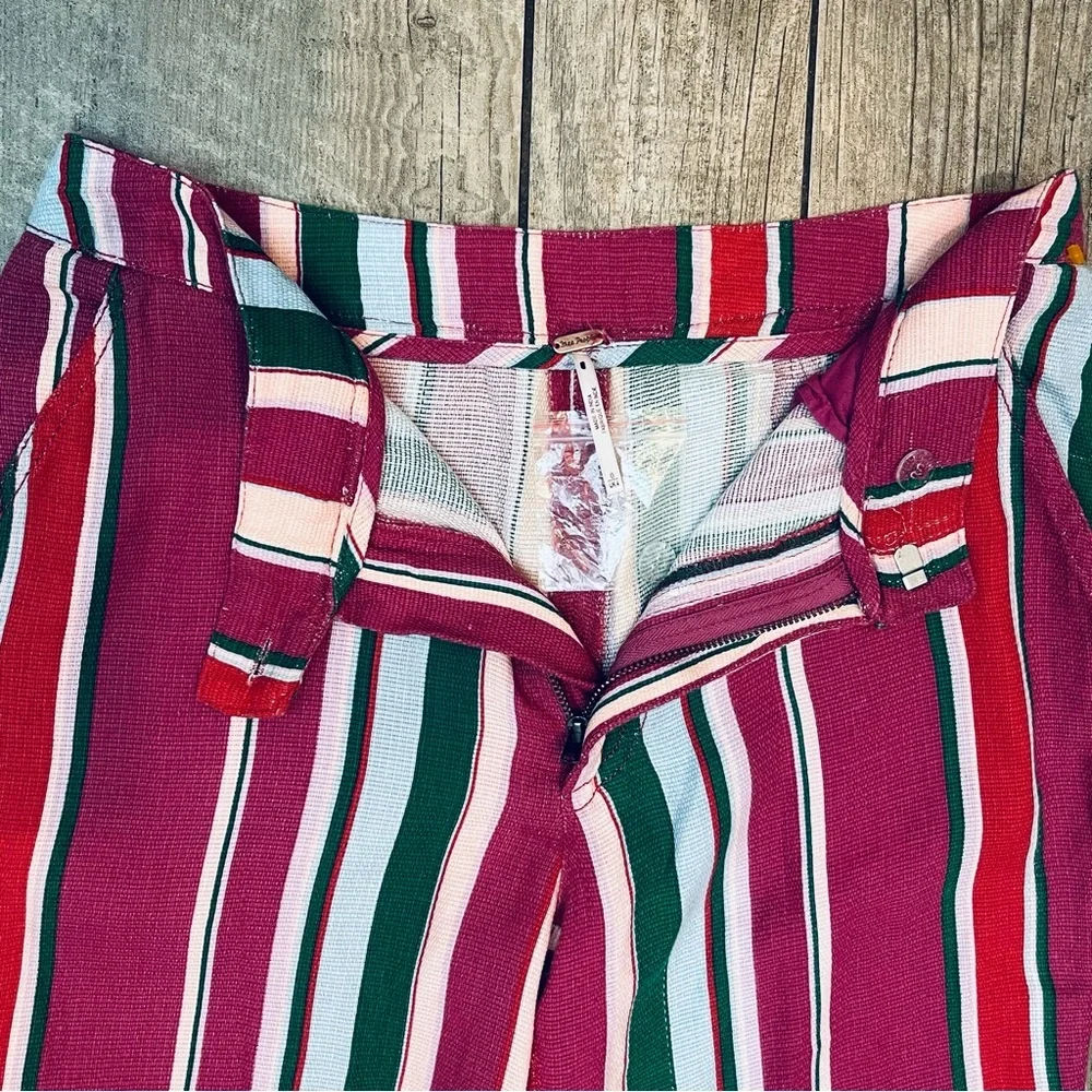 Free People La Paz Slim Festival Striped Crop Pants Size 0 - Picture 5 of 9